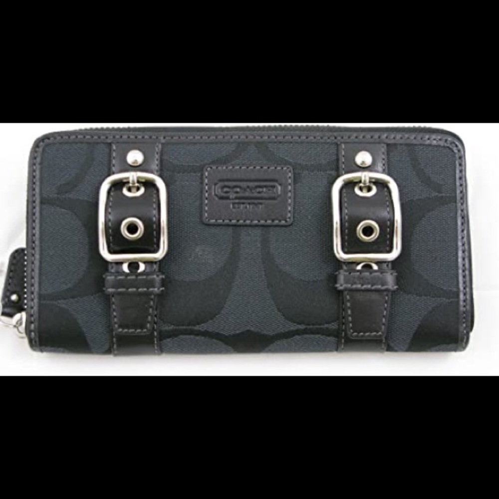 COACH Signature Buckle Zip Around Wallet